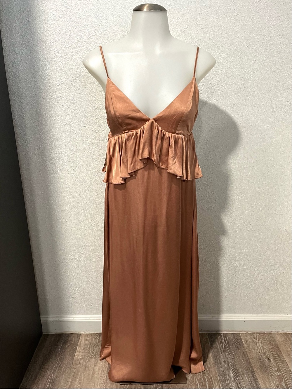 H&M Rose Gold Slip Midi Dress Size 4 (Small)